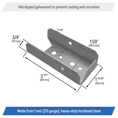 Galvanized 2x4 Fence Bracket Connector for Wood Post, Deck Railing - 20 Gauge (10 Pack) - style: 10 Pack
