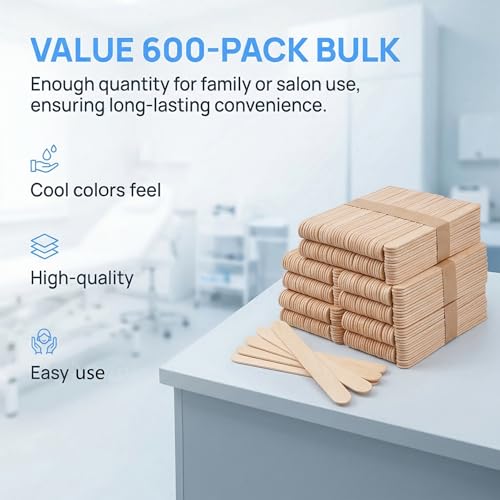 Hedume 600 Pack Large Wide Wax Sticks, Wood Wax Spatula Applicator, Body Hair Removal Craft Sticks Applicator Spatula - size: 600 Count (Pack of 1)