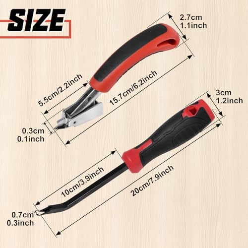 2 PCS Staple Remover Tools Heavy Duty Stapler Puller Lifter Tack Puller with Double Pronged Head, Upholstery Tools for Furniture, Floor, Wooden Case, Carton, Carpet, Construction