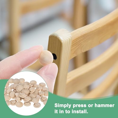 M METERXITY 50-Pack Wood Plugs for Screw Holes, 18 x 10mm Beech Button Wood Top Plugs for Furniture/Stair/Chair/Craft, Flat Head Decorative Wooden Cover - size: 18x10mm