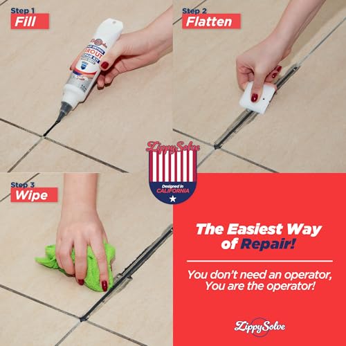 ZippySolve Tile Grout Repair Kit, Refresh Tile (8.8oz Dark Grey/Anthracite) - color: Dark Grey / Anthracite