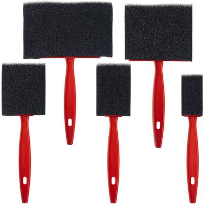 HINZIC 5 Pcs 5 Sizes Foam Paint Brushes Plastic Handle Foam Brushes for Staining Varnishes, and DIY Large Area Crafting(4", 3", 2", 1.4'', 1") - size: 5pcs 4", 3", 2", 1.4'', 1"