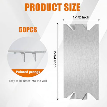 ISPINNER 50pcs Nail Plates for Wood Studs, 1.5 x 2.75 Inch Nail Plate with Sharp Pointed Prongs, Anti-Nail Protection Plate Shield 1-1/2" x 2-3/4"