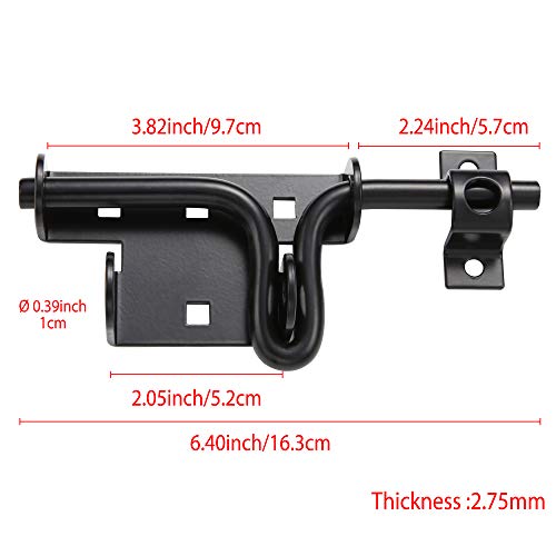 Slide Bolt Gate Latch Door Lock with Padlock Hole, Normal, 1pcs - size: normal