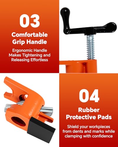 ATPEAM 3/4'' Wood Gluing Pipe Clamp Set with Protective Pads (4, Orange) - color: Orange