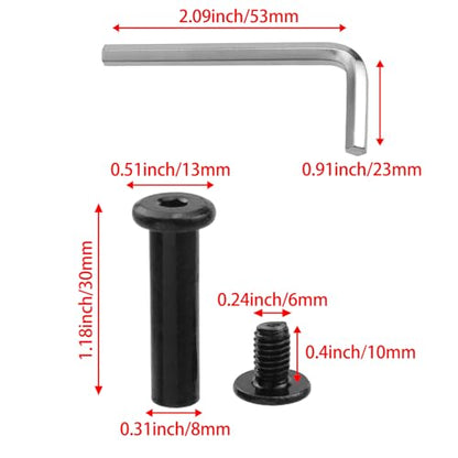 20 Sets M6 x 30mm Black Binding Post Screws,Hex Drive Rivet Socket - size: M6 x 30mm