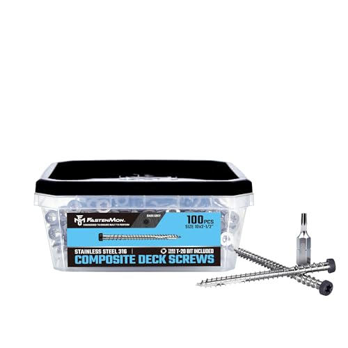 Composite Deck Screws, #10 x 2-1/2", 100PCS, Dark Gray - color: Dark Grey, size: #10 x 2-1/2"