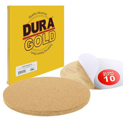 Dura-Gold 8" Gold PSA Sanding Discs, 60 Grit (Box of 10) - Self Adhesive - size: 60-Grit