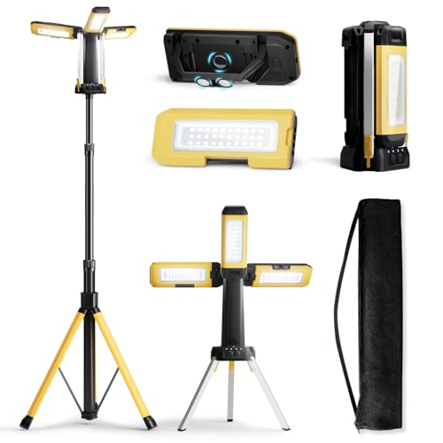 Rechargeable Work Light with Stand, 3 Detachable Panels (Large) - color: Yellow Rechargeable Work Light with Stand 67"