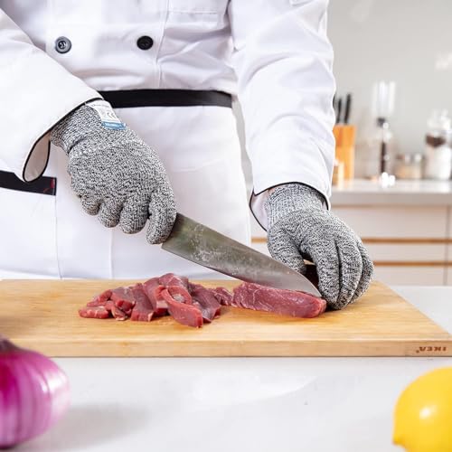 Dowellife 12 Pairs Cut Resistant Gloves Food Grade Level 5 Protection, Safety Kitchen Cuts Gloves for Mandolin Slicing, Fish Fillet, Oyster Shucking, Meat Cutting and Wood Carving (Black Gray, Medium) - size: Medium (Pack of 12)