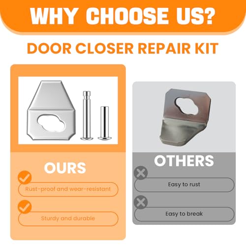 2 Set Screen Door Closer Kit, 2 Iron Sheet ＆ 8 Replacement Pins - size: 2 Set