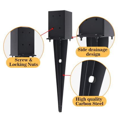 2 Pcs 22-inch 4"x4" Fence Post Anchor Ground Spike(Internal 3.6"x3.6") - size: 2, style: 4"x 4"