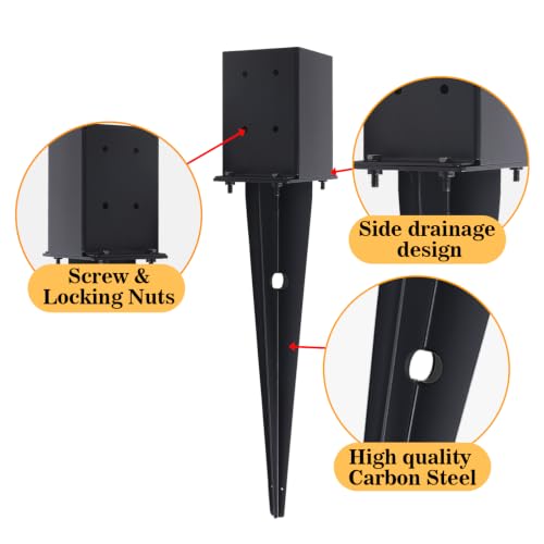 1 Pcs 22-inch 4"x4" Fence Post Anchor Ground Spike(Internal 3.6"x3.6") - size: 1, style: 4"x 4"