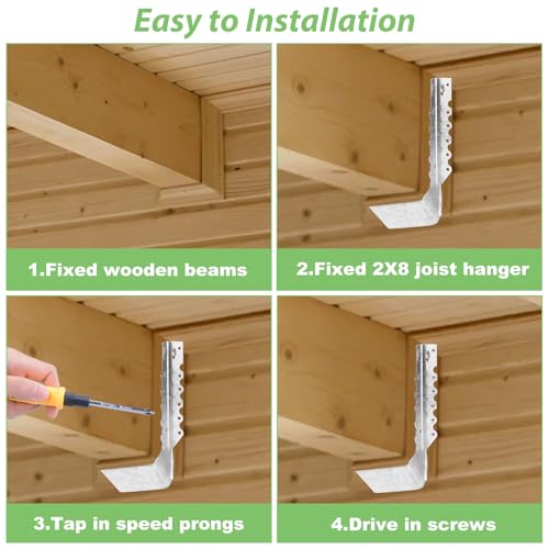 20PCS 2x10 Joist Hanger, 18 Gauge Galvanizing Face Mount Joist Hangers, Hurricane Ties for Rafters Tie Brackets Great for Floor Deck, Ceiling Joists, Wood, Roofs