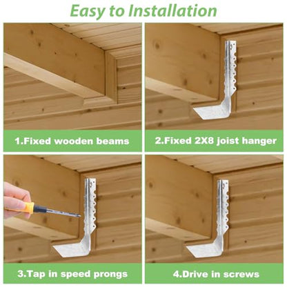 20PCS 2x10 Joist Hanger, 18 Gauge Galvanizing Face Mount Joist Hangers, Hurricane Ties for Rafters Tie Brackets Great for Floor Deck, Ceiling Joists, Wood, Roofs