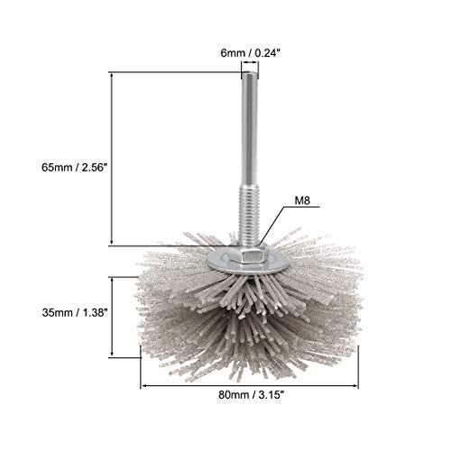 uxcell Nylon Wheel Brush 80 Grits Abrasive Grinding Head with 6mm Threaded Shank - style: 80 Grit