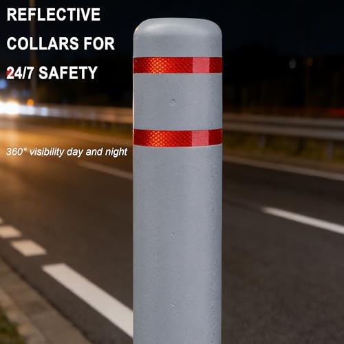 OrangeStar Bollard Cover 4" x 46" Grey with 2 Reflective Collars - color: Grey, size: 4"x46"