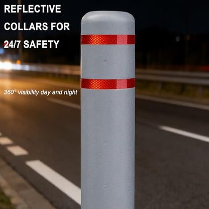 OrangeStar Bollard Cover 4" x 46" Grey with 2 Reflective Collars - color: Grey, size: 4"x46"