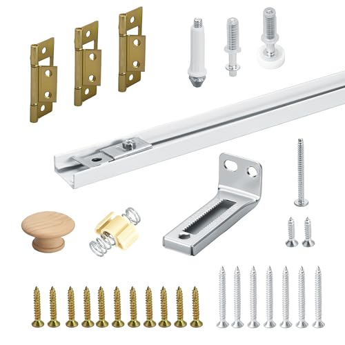 Bifold Door Hardware, 30" Bifold Closet Door Track Replacement Kit, Folding Pocket-Door Hardware Repair Kit with Pivot, Guide Wheel and Bracket,Closet-Door Track for Bedroom, Laundry Room - size: 30 Inch