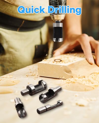 8-Piece Wood Plug Cutter Set, Straight & Tapered, 1/4-5/8 in - style: Round Shank