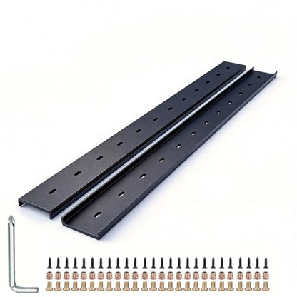 C Channel Steel Support Metal Support Bracing Hidden C Bracket for Table Top Live Edge Slab Woodworking, Black Coat Finish, 6 Holes (2 Pack, 32 Inch) - size: 32 Inch, style: 2 PACK