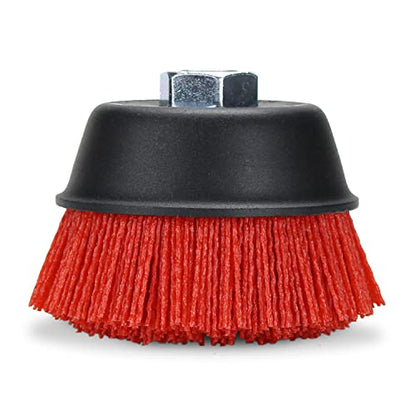 BHA 4" Abrasive Nylon Cup Brush, 5/8-11 Arbor for Angle Grinder, 120 Grit