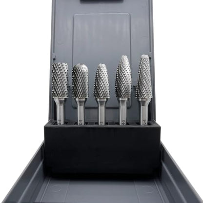 LU&MN Tungsten Carbide Burr Set, 1/2" Head 1/4" Shank, 5 Pcs - style: 5PCS, 1/2" Head * 1/4" Shank
