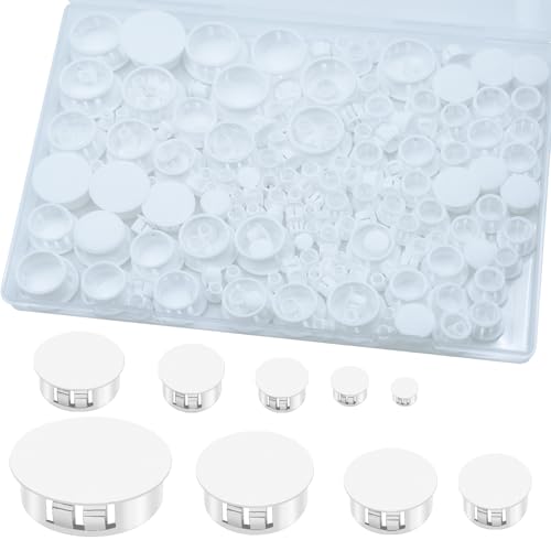 210PCS Plastic Hole Plugs White Plastic Plug Kit Flush Type Hole Plugs - size: 210PCS-9Size-White