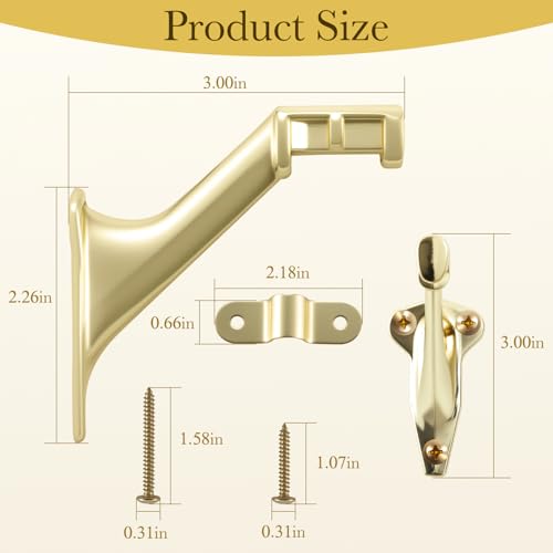 HOME MASTER HARDWARE Handrail Bracket for Stairs, Bright Brass, 3 Pack - color: Bright Brass, size: 3 Pack