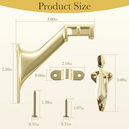 HOME MASTER HARDWARE Handrail Bracket for Stairs, Bright Brass, 3 Pack - color: Bright Brass, size: 3 Pack