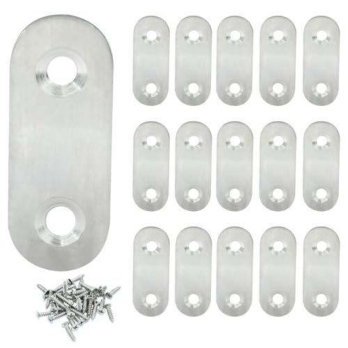 16 Pack 1.5 Inch Stainless Steel Flat Plate Straight Bracket - size: 1.5"- 40mm -Silver