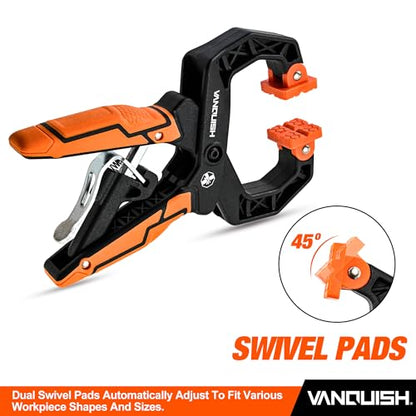 VANQUISH 2-Pack 2 Inch Quick-Release Ratcheting Wood Clamps for Woodworking, Professional Hand Clamps, Ergonomic Handles, 55 LBS Clamping Force, 3607-2 - size: 2-Inch Jaw Opening, 2 Pack