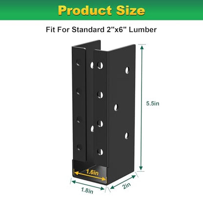 Concealed Joist Hanger 12 Pack, 2"x6" (Actual 1.5"x5.5") Concealed Flange Light Joist Hanger for Wood Rail, 2" x 6" Q235 Steel Joist Brackets - style: 2'' X 6''--12Pcs