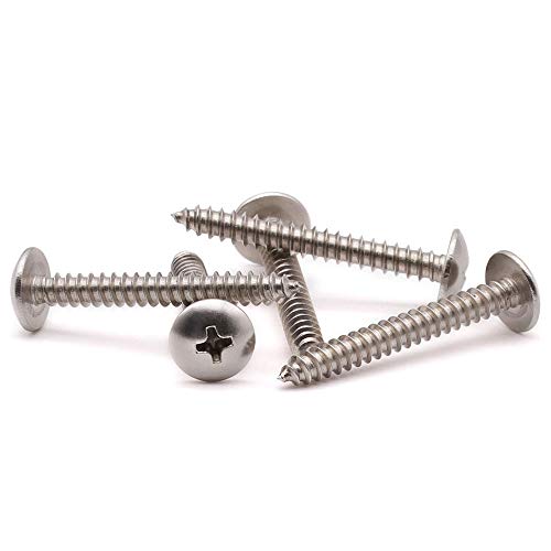 #10 x 1-3/8" Stainless Steel Truss Head Self Tapping Screws, 304 SS (18-8), Phillips Drive, Corrosion Resistant Screws for Wood, Metal & Sheet Metal Projects, 50 Pack - size: #10 x 1-3/8"