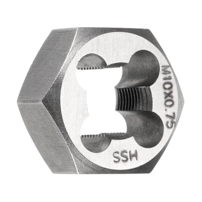 HARFINGTON Hex Threading Die M10 x 0.75 Metric Thread Right Hand High Speed Steel Rethreading Fixed Die Screw Cutting Tapping Repair Tool - size: M10 x 0.75