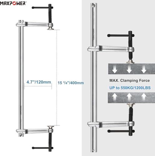 MAXPOWER 15-3/4" F Clamp, Double Force Welding Clamp, 1200 LBS Clamping - size: 15 ³/₄" Double Force