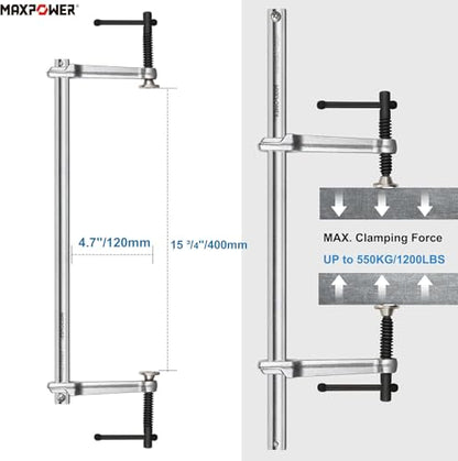 MAXPOWER 15-3/4" F Clamp, Double Force Welding Clamp, 1200 LBS Clamping - size: 15 ³/₄" Double Force