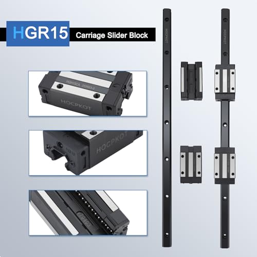 HGR15 500mm Linear Guide kit,2pcs 500mm hgr15 Linear Rail with 4pcs HGH15CA Carriage Block and HG15 end Stop Block - size: 500mm, style: HGR15