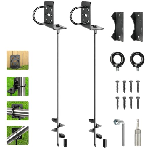 2 Pack 30" Ground Anchors Screw-in Shed Anchors with L Brackets - size: 30 INCH