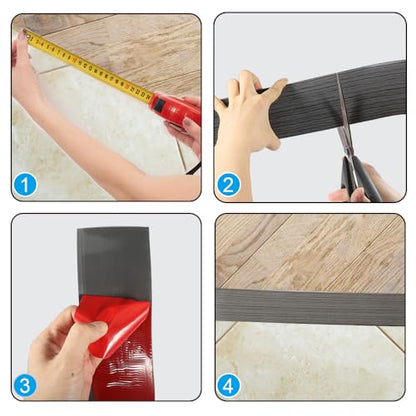 8Ft X 3in Wide Floor Transition Strip, Dark Gray Self Adhesive Vinyl Threshold Strip for Floor Gaps （Walnut Dark Gray - color: Walnut Dark Gray