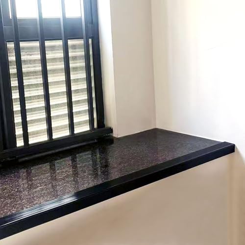 Non Slip Stair Nosing, Window Sill Nosing Plate, Staircase Ledge Guard, 10 Pieces Stair Edge Protector for Wood Stairs or Walking Surface, 1.5"X 2" Aluminum Tread, 48inch Long, Black - color: black