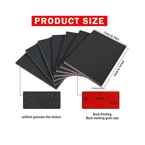 16 Pcs 180 Grit Sanding Sponge, Ultra Fine Sandpaper Assortment Pads, Soft Foam Sanding Block Dry Wet Sandpaper for Model Drywall Metal Wood Furniture Polishing (P180) - size: P180