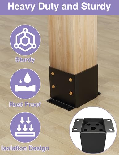 2 PCS Metal 6×6 Post Base, Inner Size 5.6"x5.6" - size: 6 x 6 (2 PCS)