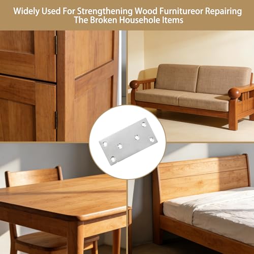 20Pack Stainless Steel Flat Bracket Mending Plate,Stainless Steel Mending Joining Plates，Heavy Duty Flat Bracket Metal Mending Plates for Wood, Shelves, Furniture, Cabinet ,3.15X1.57X0.08IN - size: 20Pack-3Inch