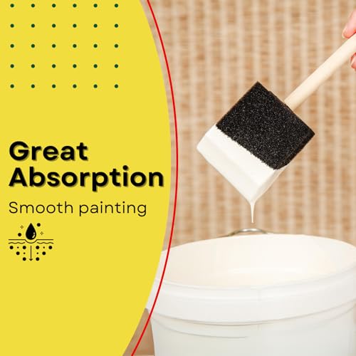 Foam Paint Brush Set 1 inch, 25 Pack with Wood Handles - size: 2" - 10 Packs