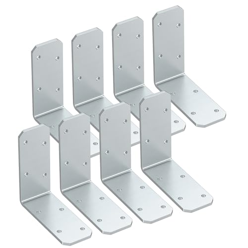 3"x3"x1.2" Steel L Bracket 3mm Thick Galvanized Angle Brackets 8Pc - color: Galvanized-8 Pcs