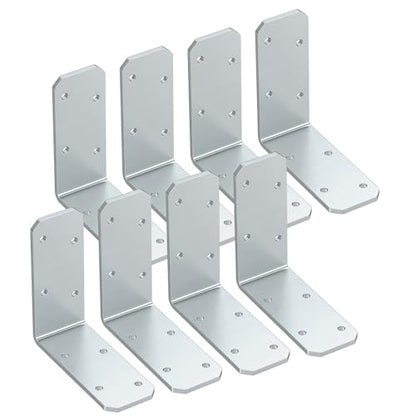 3"x3"x1.2" Steel L Bracket 3mm Thick Galvanized Angle Brackets 8Pc - color: Galvanized-8 Pcs
