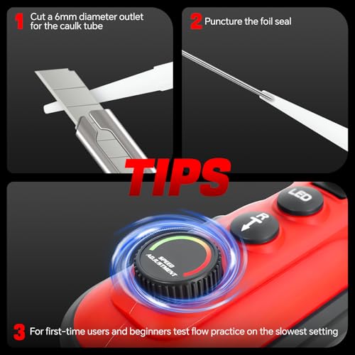Cordless Caulking Gun for Milwaukee 18V Max Battery,10 Oz Electric Caulking Gun with Anti-Drip,Auto Retract,Continuously variable speed and LED Light, Caulk Gun Tool for Filling, Sealing（No Battery)