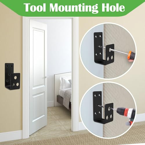 Catcan 2x4 Door Barricade Brackets, 4 Pack Heavy Duty Security Bar for Wood