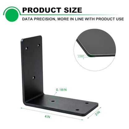 12 Pack L Post Brackets for Wood 2x4 Corner Angle Brace Black - size: 2''x4''x0.09''